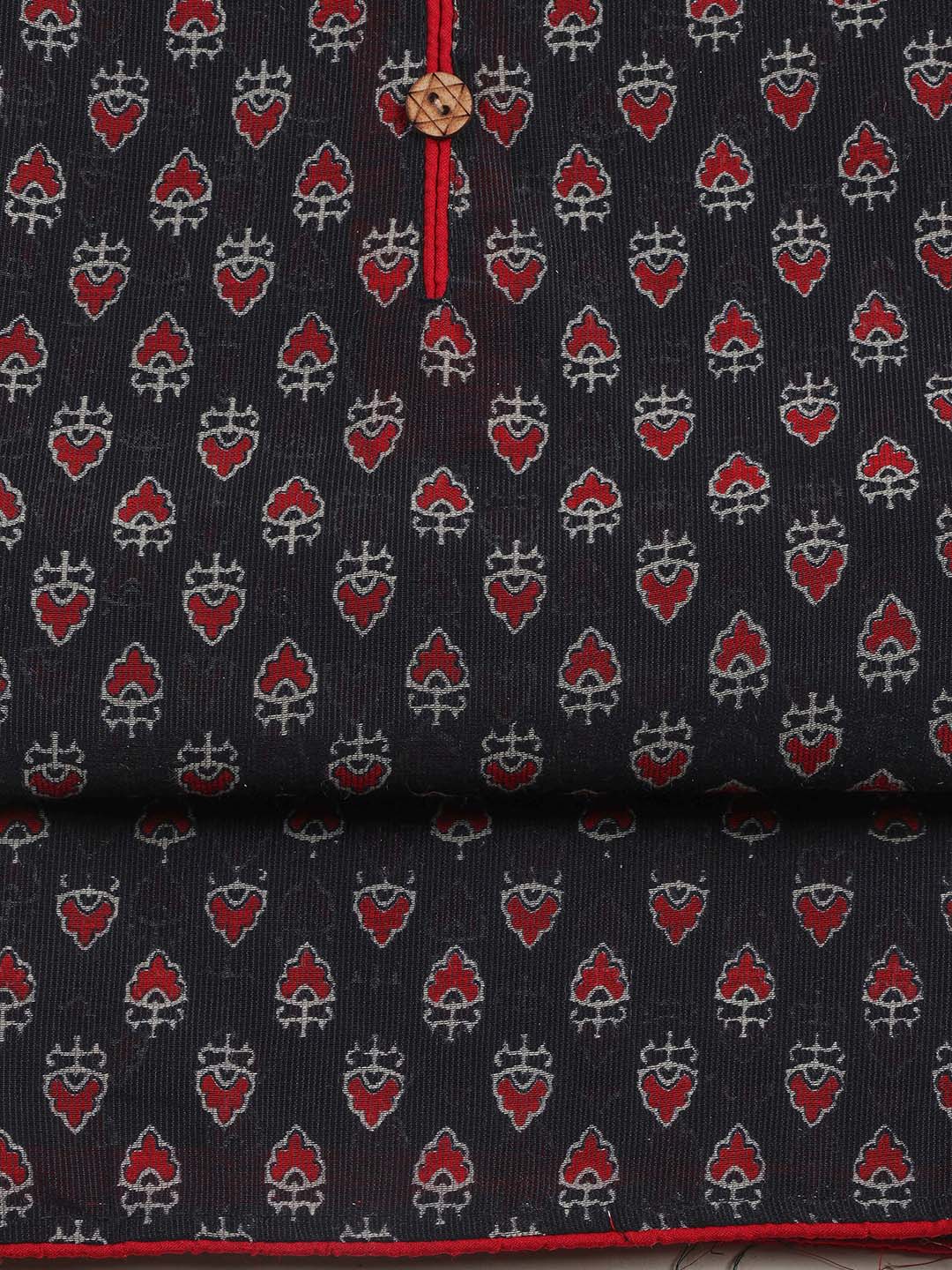 Printed Cotton Blend Unstitched Suit With Dupatta