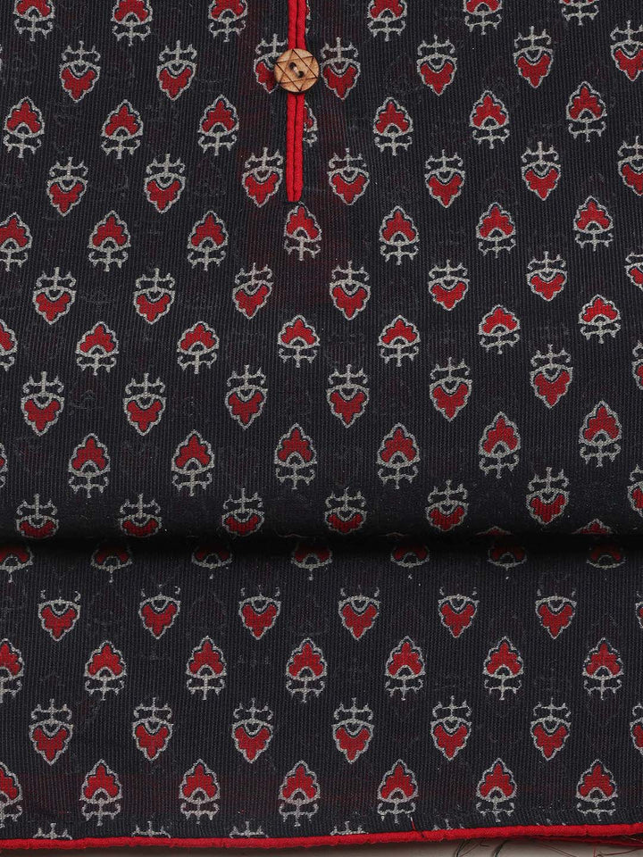 Printed Cotton Blend Unstitched Suit With Dupatta