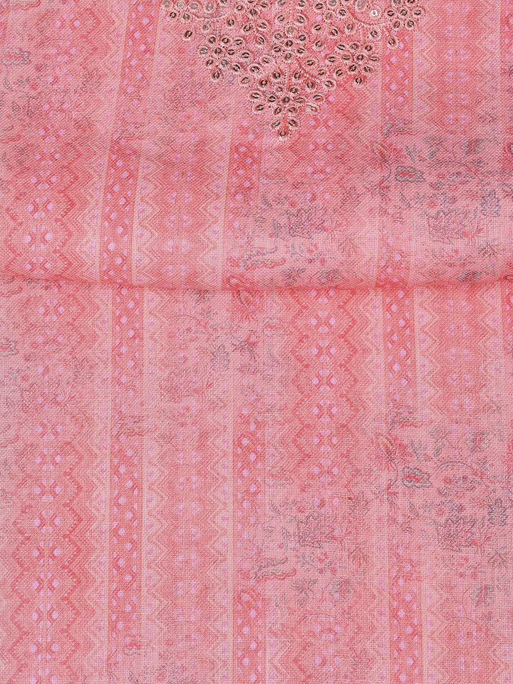 Neck Embroidery Linen Unstitched Suit With Dupatta