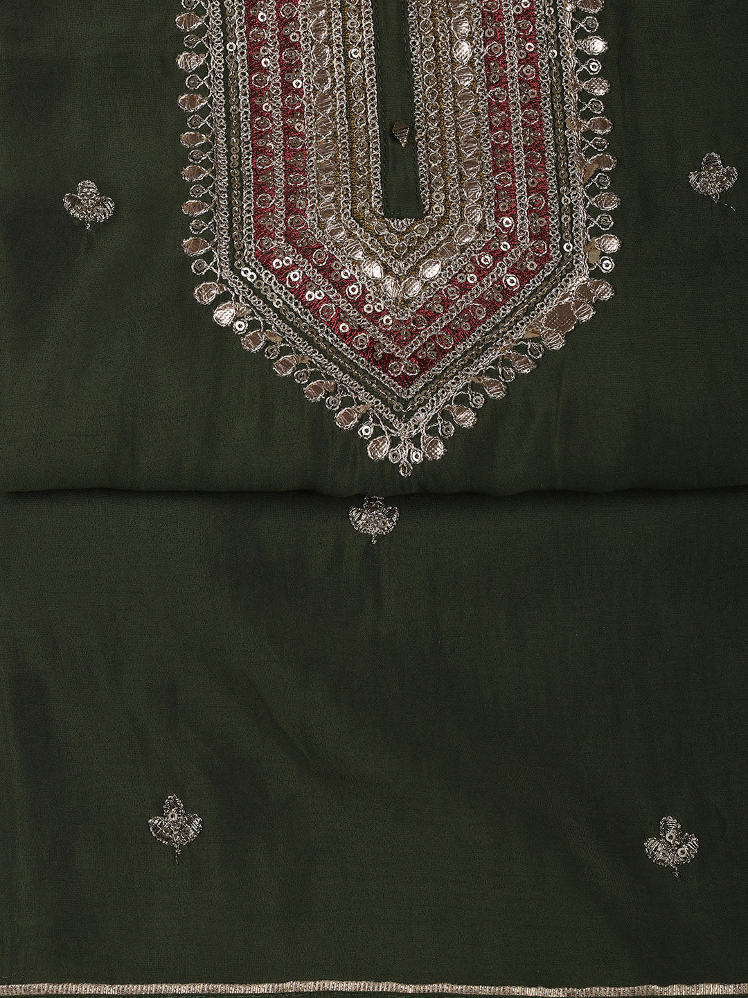 Embroidery Chanderi Unstitched Suit With Dupatta