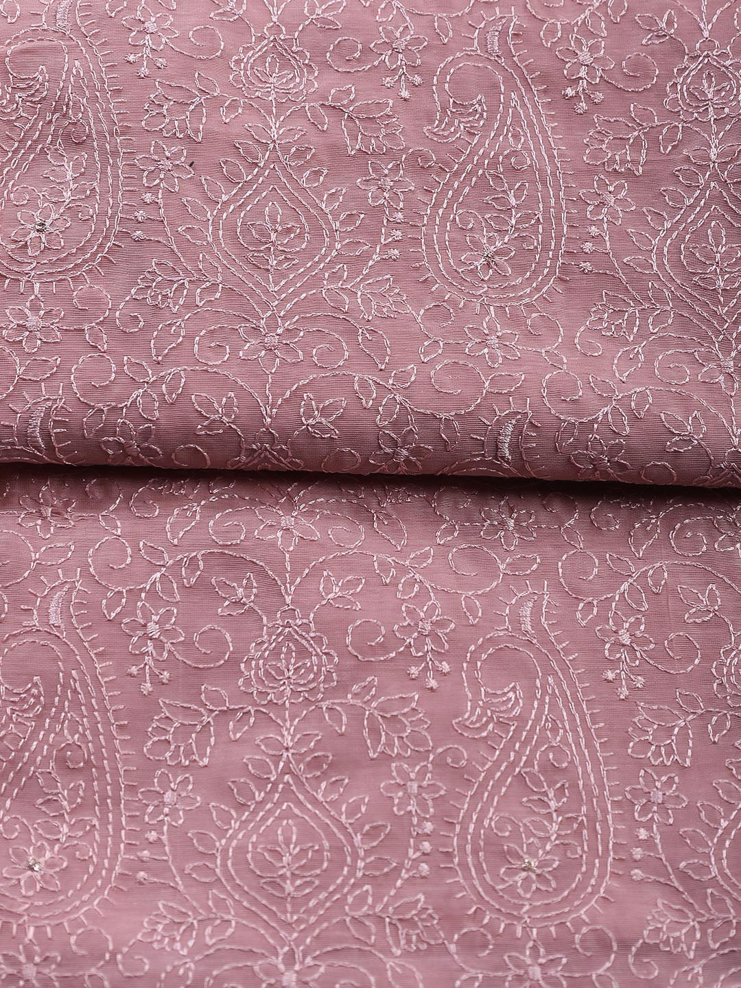 Embroidered Chanderi Unstitched Suit With Dupatta