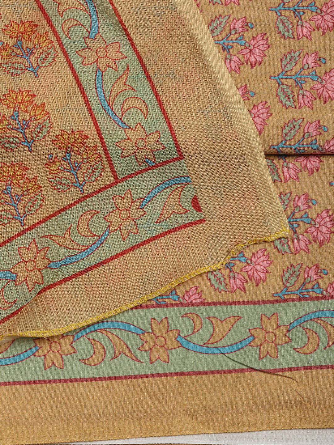 Printed Cotton Blend Unstitched Suit Piece With Dupatta