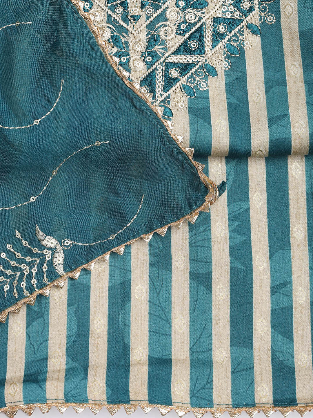 Neck Embroidered Cotton Blend Unstitched Suit Piece With Dupatta