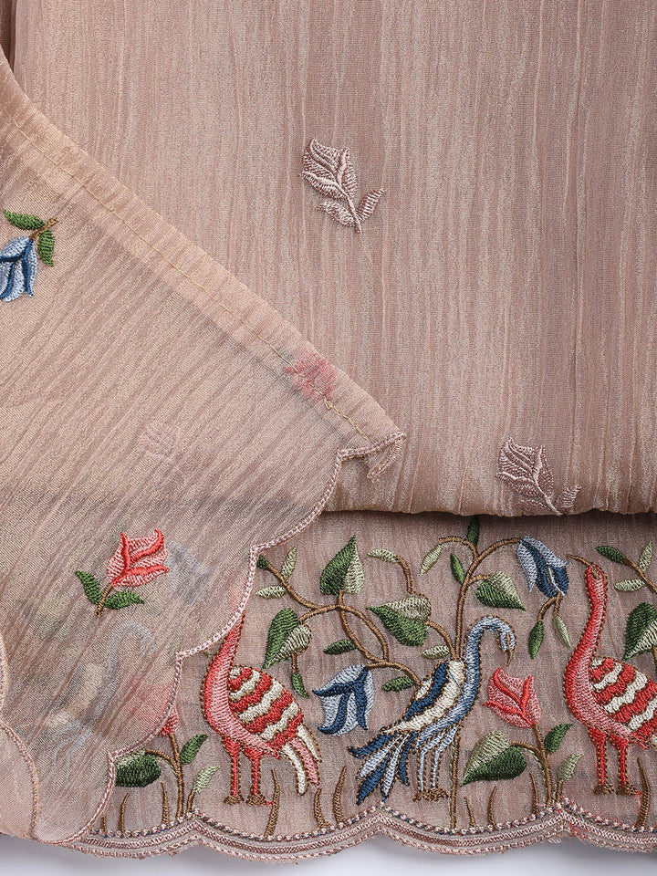 Neck Embroidery Tissue Unstitched Suit With Dupatta