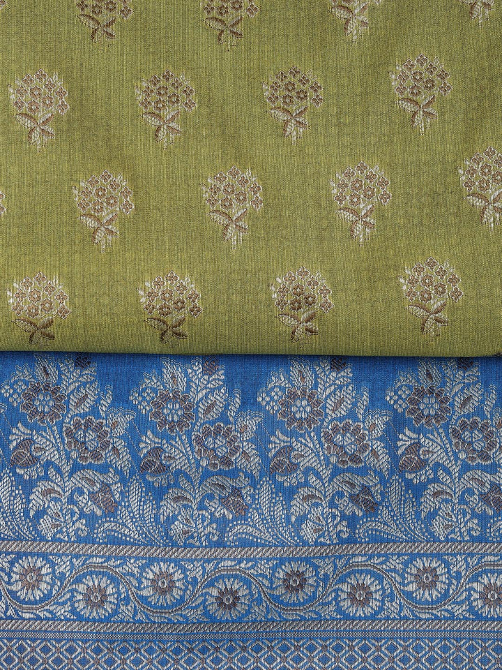 Floral Woven Booti Chanderi Unstitched Suit With Dupatta