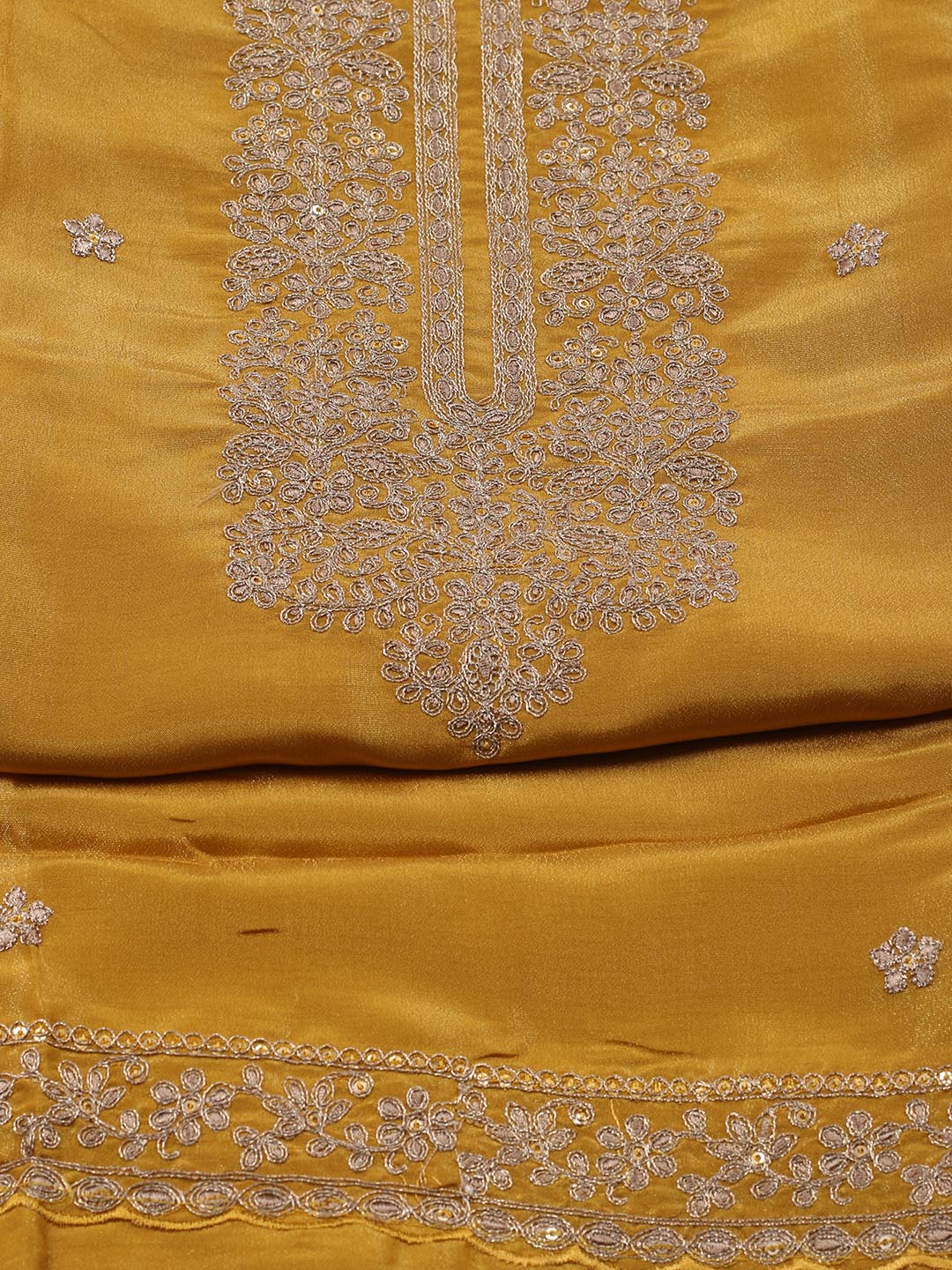 Neck Embroidered Tissue Unstitched Suit With Dupatta
