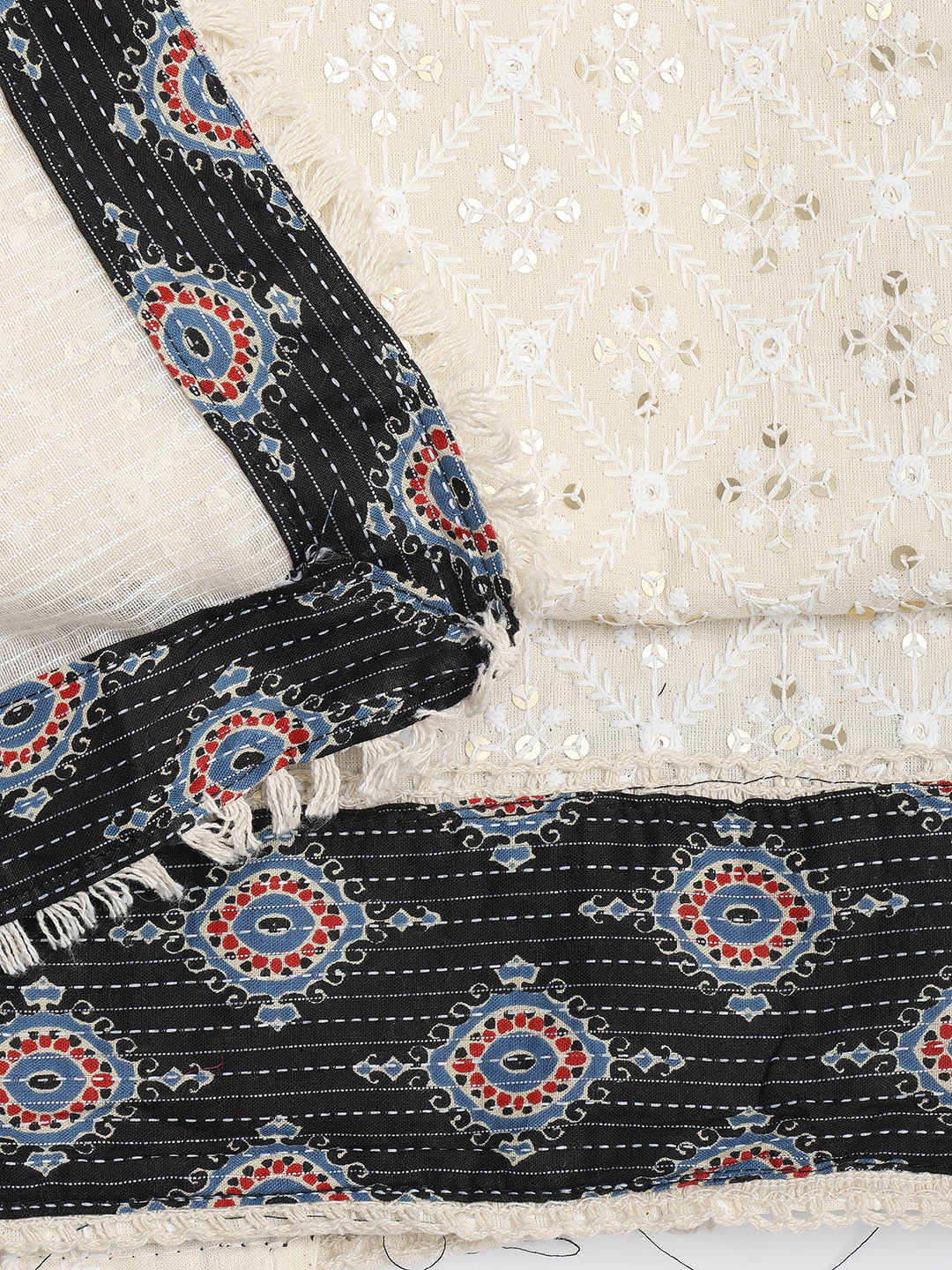 Printed Cotton Blend Unstitched Suit Piece With Dupatta