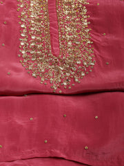 Neck Embroidered Organza Unstitched Suit With Dupatta