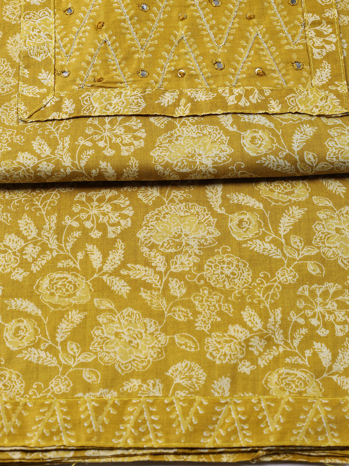 Printed Cotton Blend Unstitched Suit With Dupatta