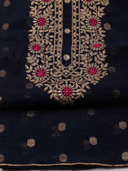 Neck Embroidered Chanderi Unstitched Suit Piece With Dupatta