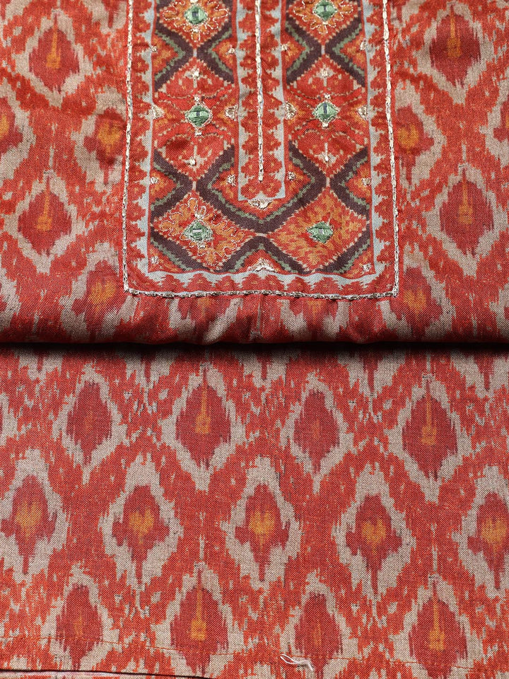 Printed Chanderi Unstitched Suit With Dupatta