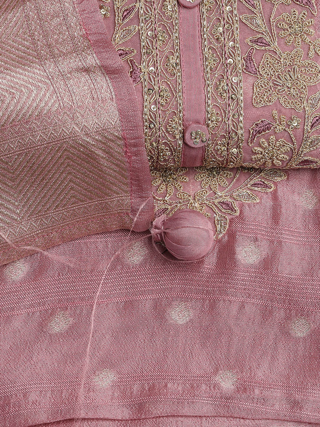 Embroidery Art Silk Unstitched Suit With Dupatta