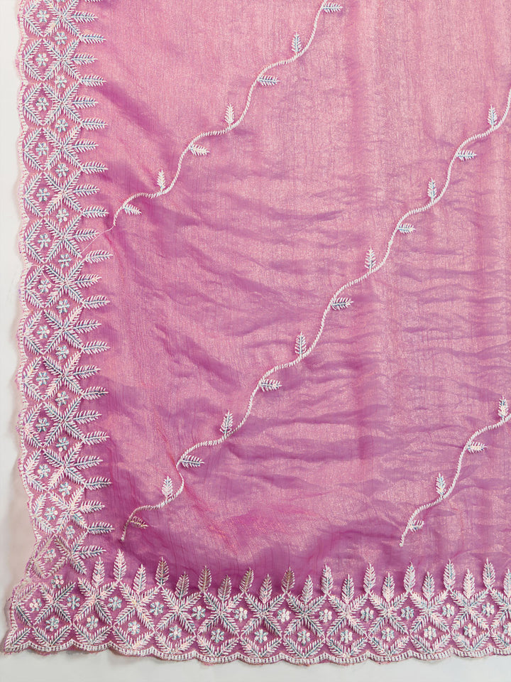 Embroidered Chiffon Velvet Saree