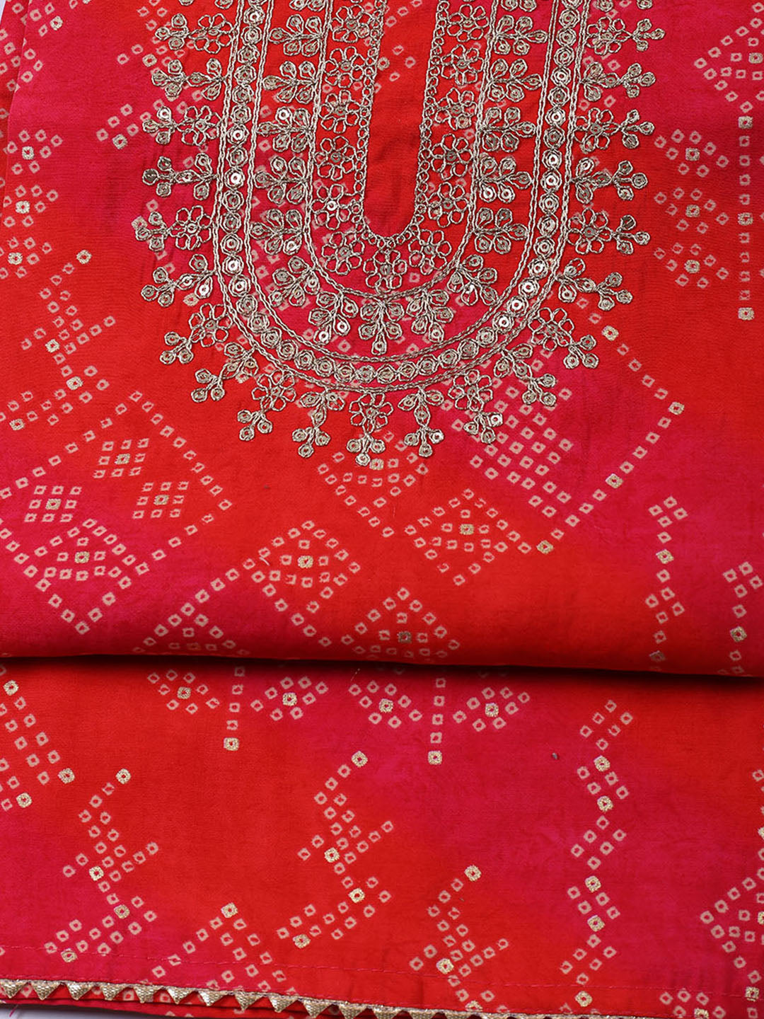 Neck Embroidered Cotton Blend Unstitched Suit With Dupatta