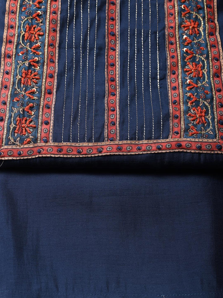 Printed Chanderi Unstitched Suit With Dupatta