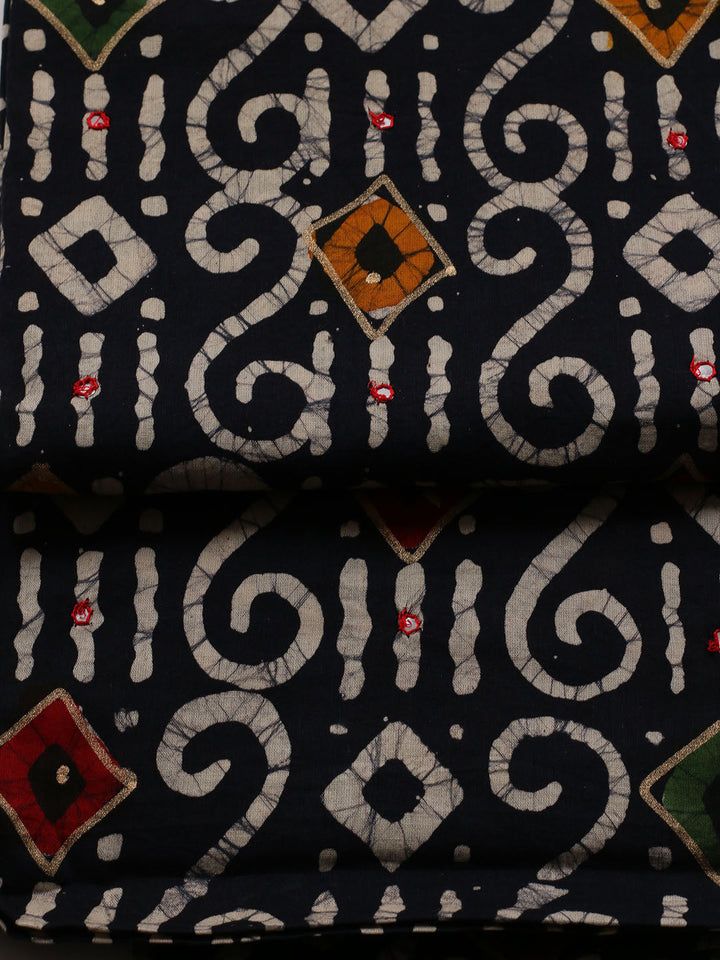 Printed Cotton Blend Unstitched Suit With Dupatta