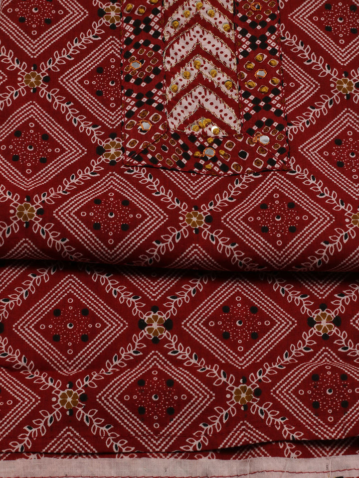 Neck Patti Cotton Blend Unstitched Suit Dupatta