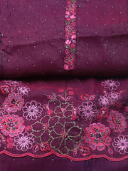 Embroidered Chinon Unstitched Suit With Dupatta