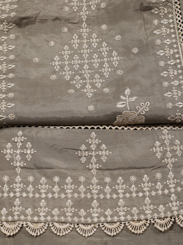 Neck Embroidered Muslin Unstitched Suit Piece With Dupatta