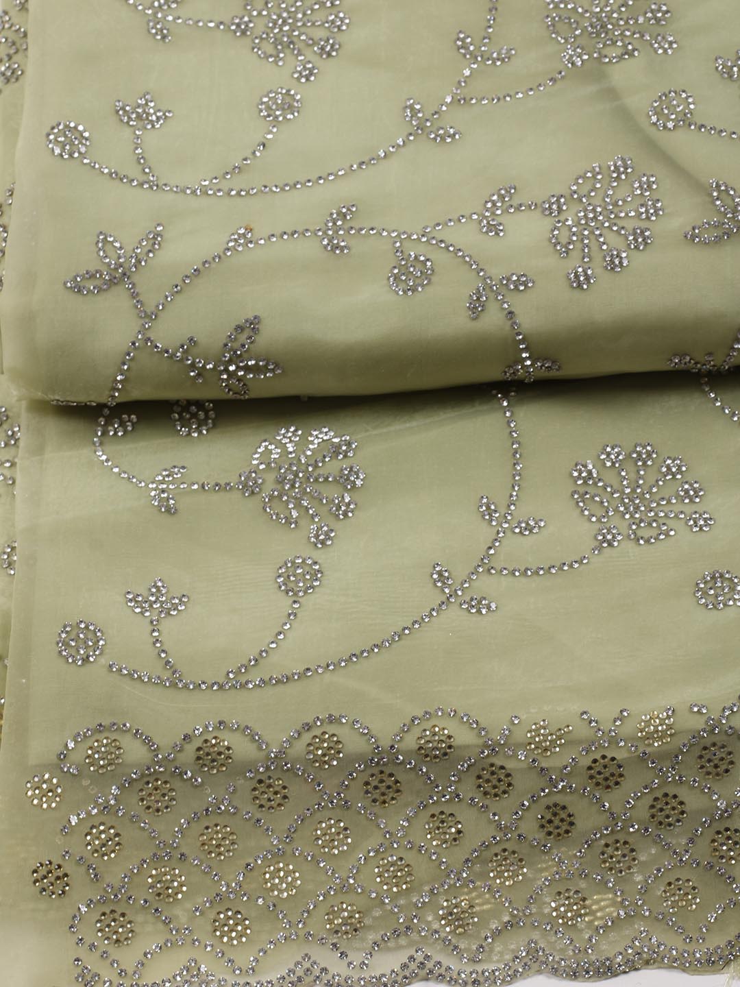 Stone Embroidery Organza Unstitched Suit Piece With Dupatta