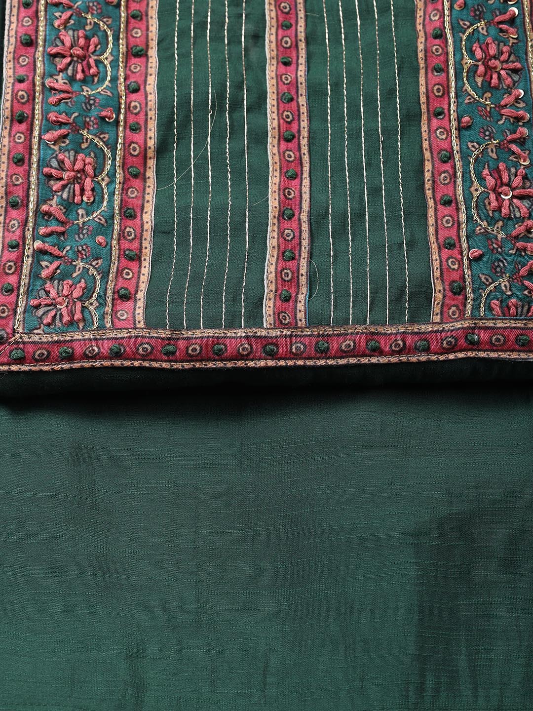 Printed Chanderi Unstitched Suit With Dupatta