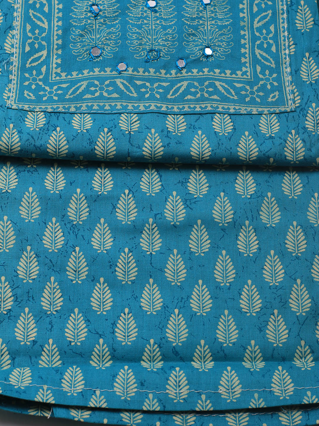 Printed Cotton Blend Unstitched Suit With Dupatta