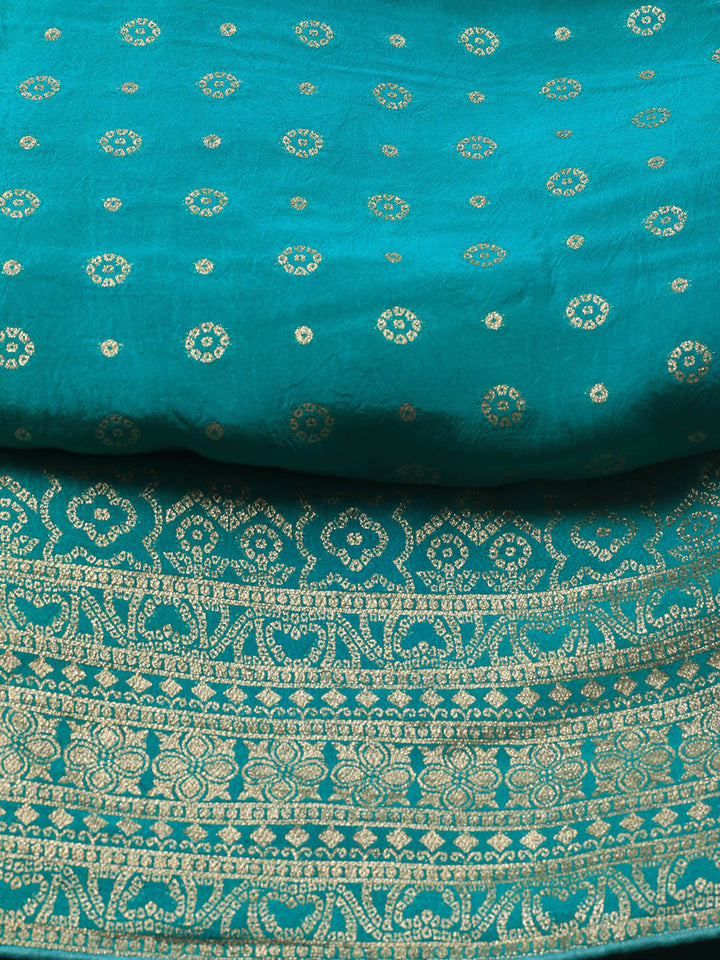 Embroidered Art Silk Unstitched Suit Piece With Dupatta