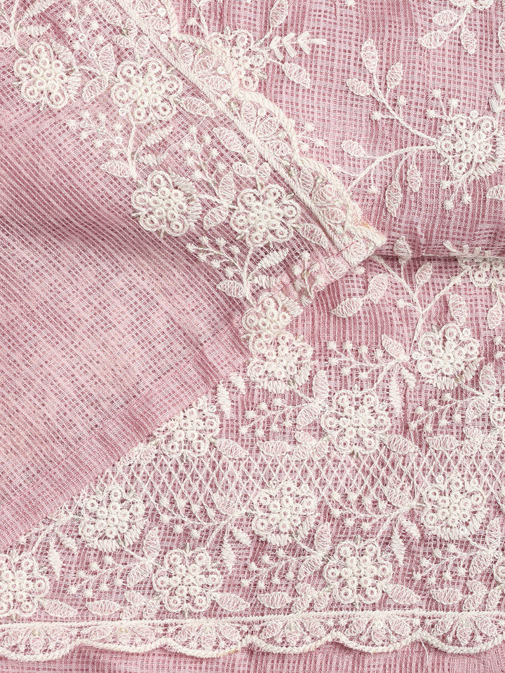 Embroidered Cotton Blend Unstitched Suit Piece With Dupatta
