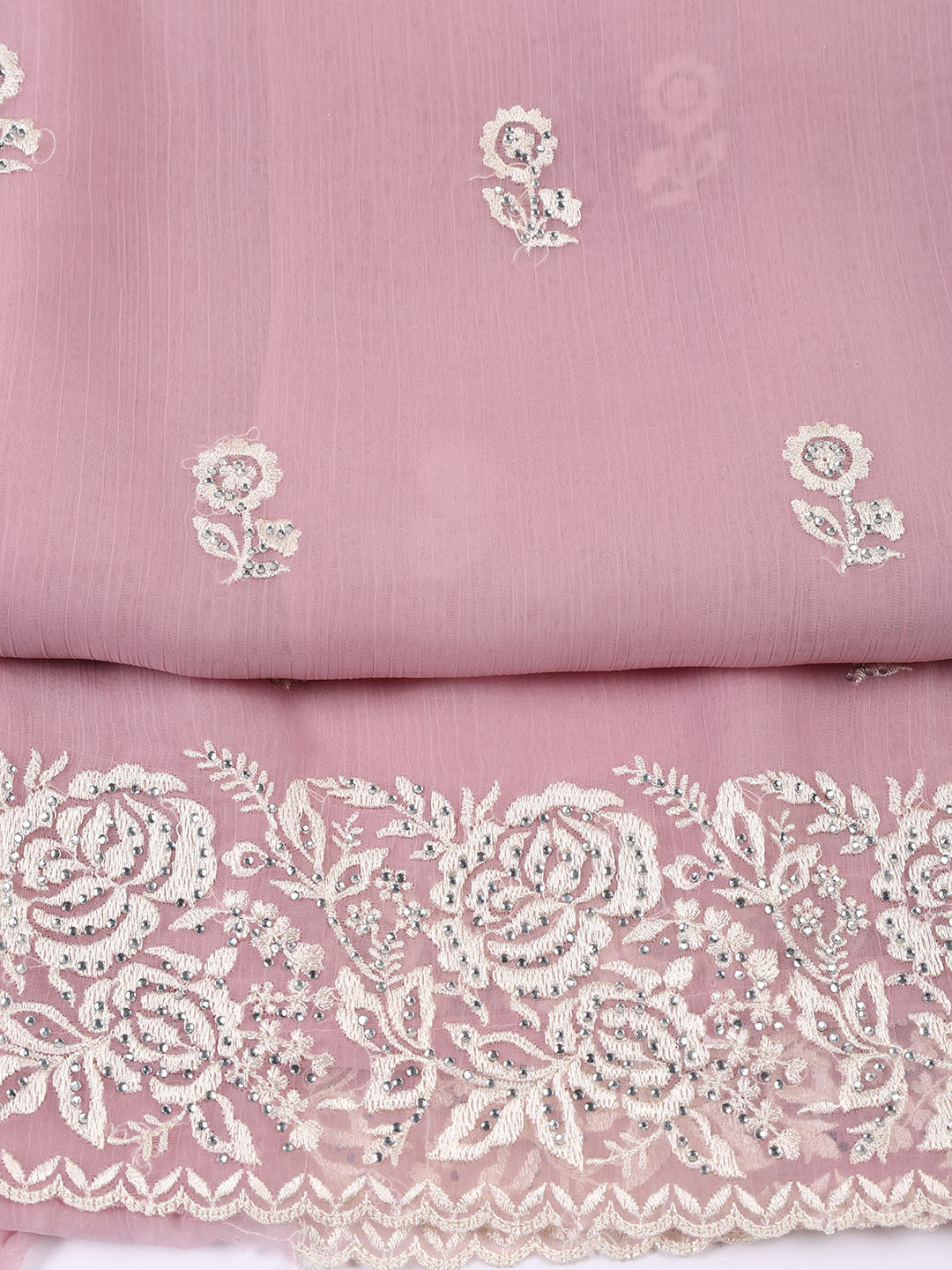 Embroidered Organza Unstitched Suit With Dupatta