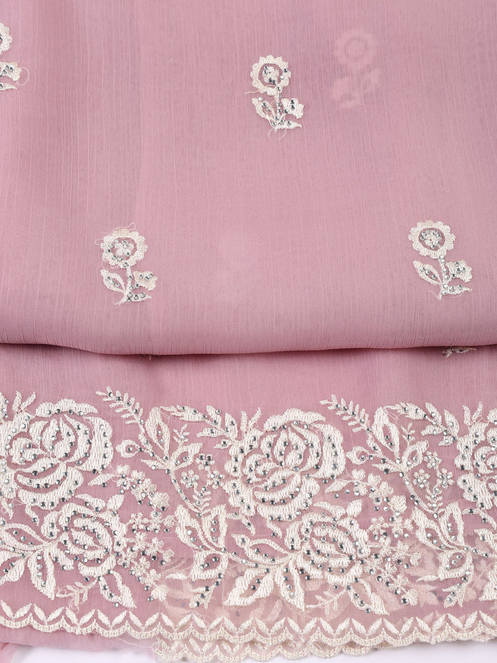 Embroidered Organza Unstitched Suit With Dupatta
