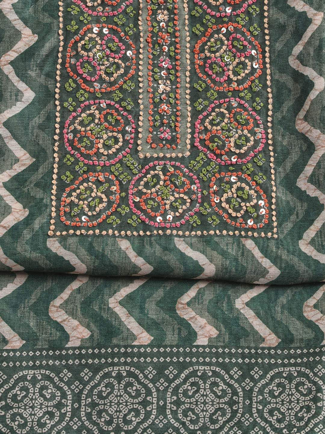 Yoke Embroidery Chanderi Unstitched Suit Piece With Dupatta