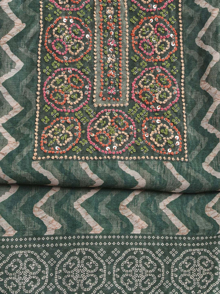 Yoke Embroidery Chanderi Unstitched Suit Piece With Dupatta