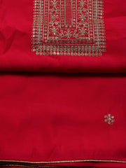 Neck Embroidery Chanderi Unstitched Suit Piece With Dupatta