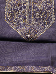 Neck Embroidered Chanderi Unstitched Suit Piece With Dupatta
