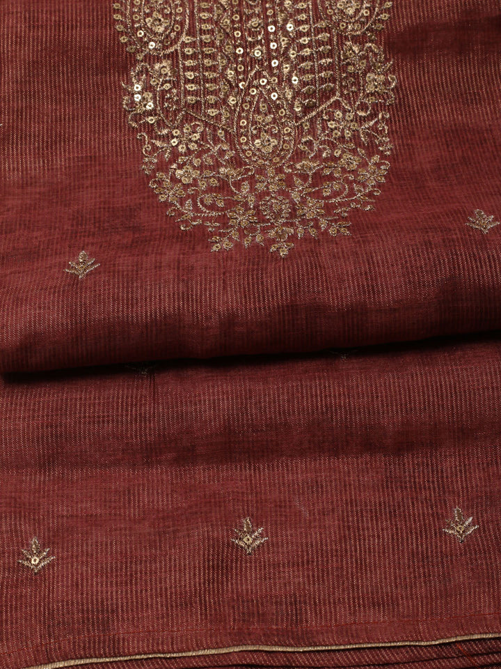 Neck Embroidery Chanderi Unstitched Suit Piece With Dupatta