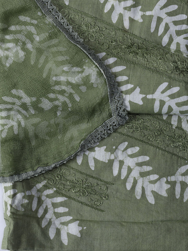 Printed Cotton Blend Unstitched Suit With Dupatta