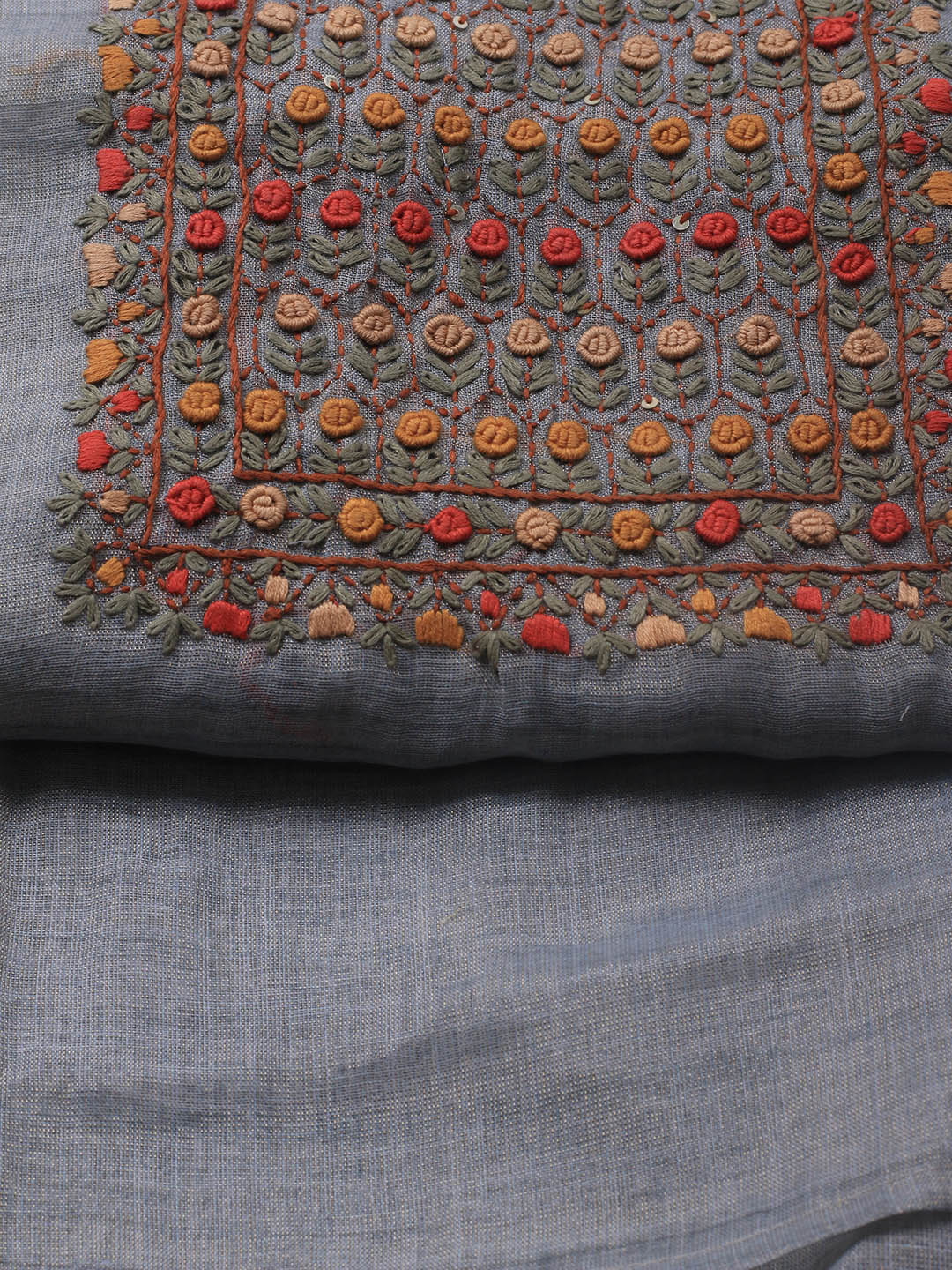 Embroidered Tissue Unstitched Suit Piece With Dupatta