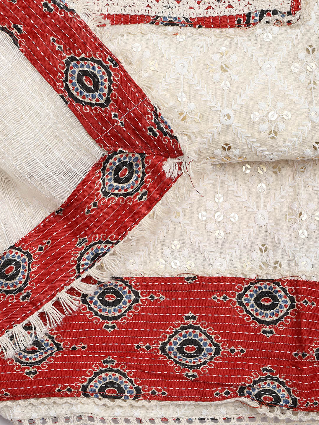 Printed Cotton Blend Unstitched Suit Piece With Dupatta