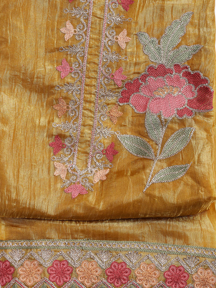 Neck Embroidery Tissue Unstitched Suit With Dupatta