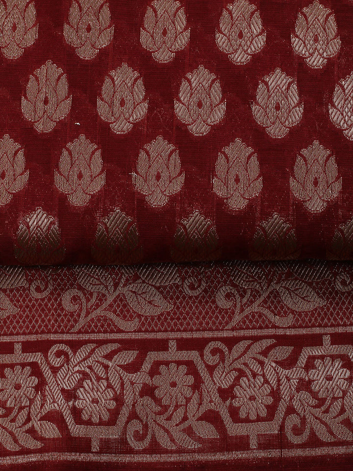 Woven Banarasi Chanderi Unstitched Suit With Dupatta