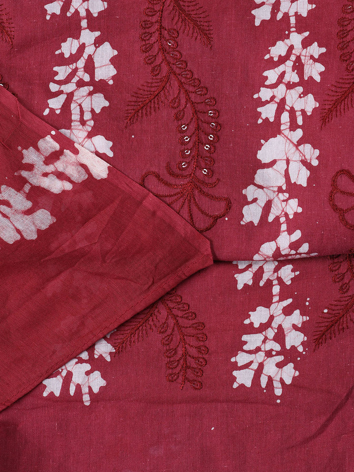 Printed Cotton Blend Unstitched Suit With Dupatta