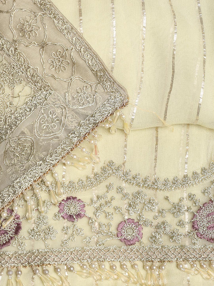 Embroidered Georgette Unstitched Suit Piece With Dupatta