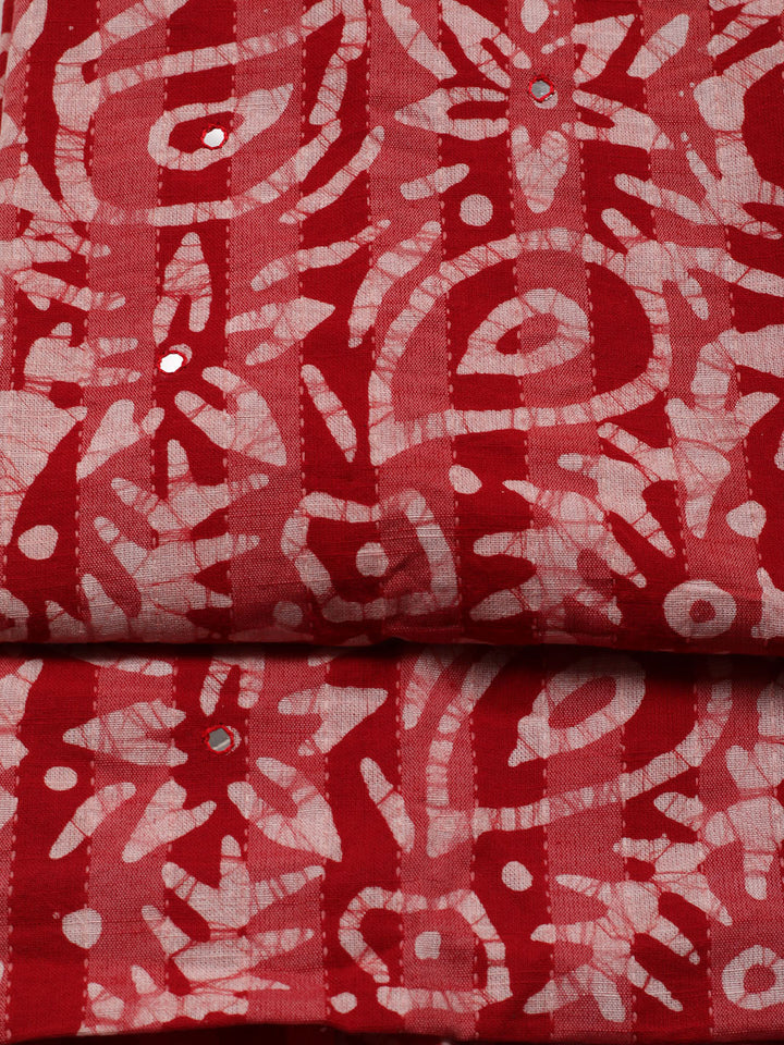 Printed Cotton Blend Unstitched Suit With Dupatta