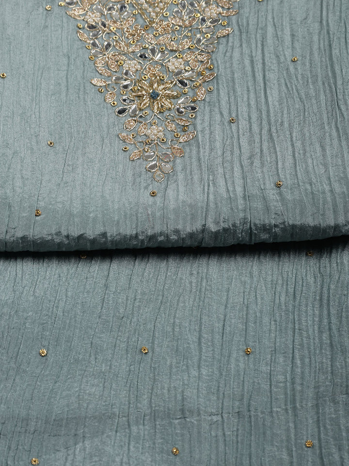 Neck Embroidered Tissue Unstitched Suit With Dupatta