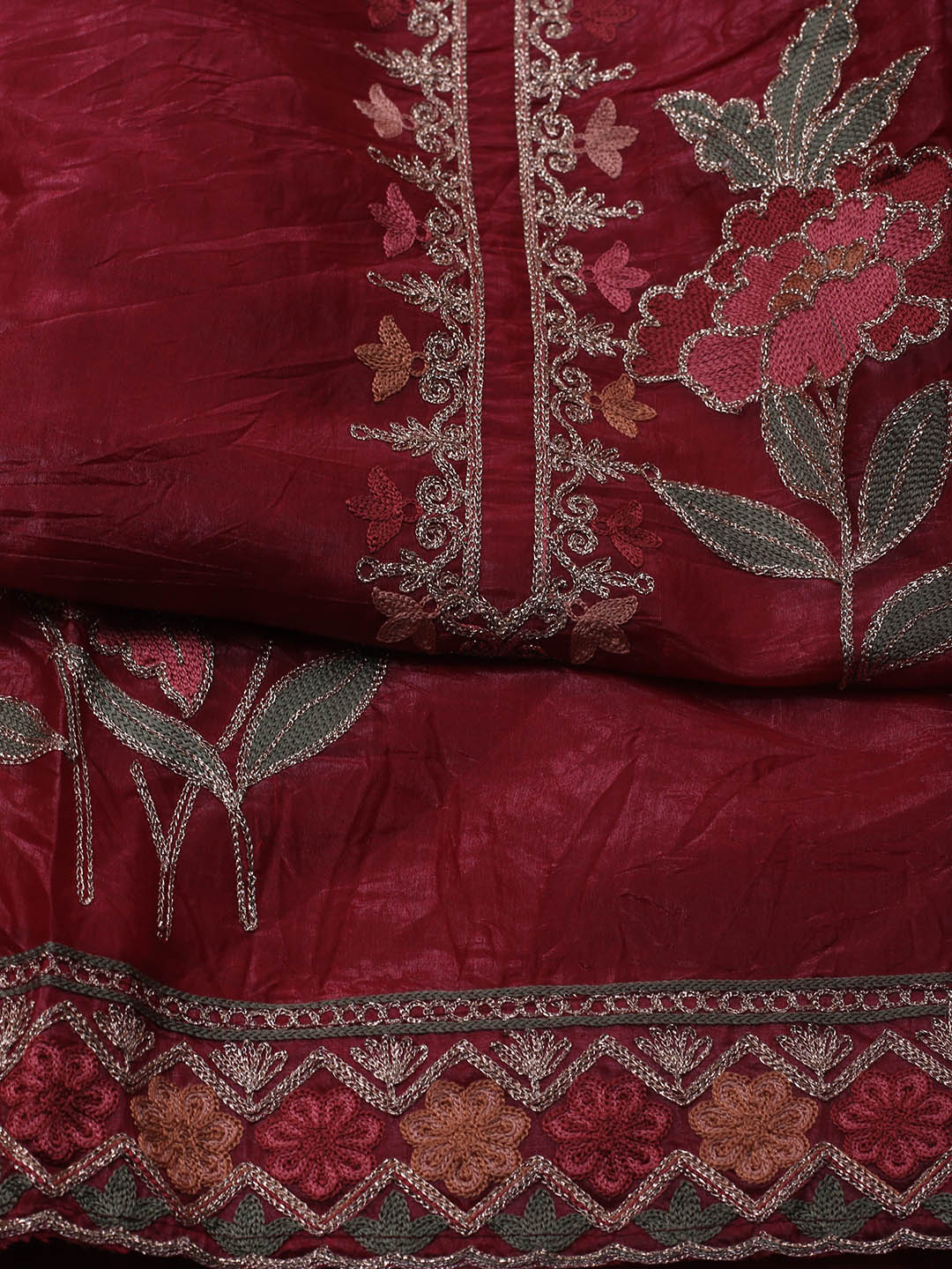 Neck Embroidery Tissue Unstitched Suit With Dupatta