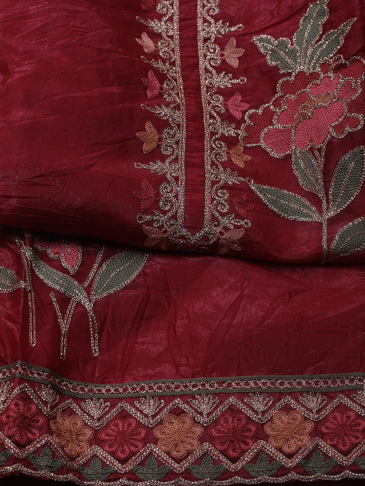 Neck Embroidery Tissue Unstitched Suit With Dupatta
