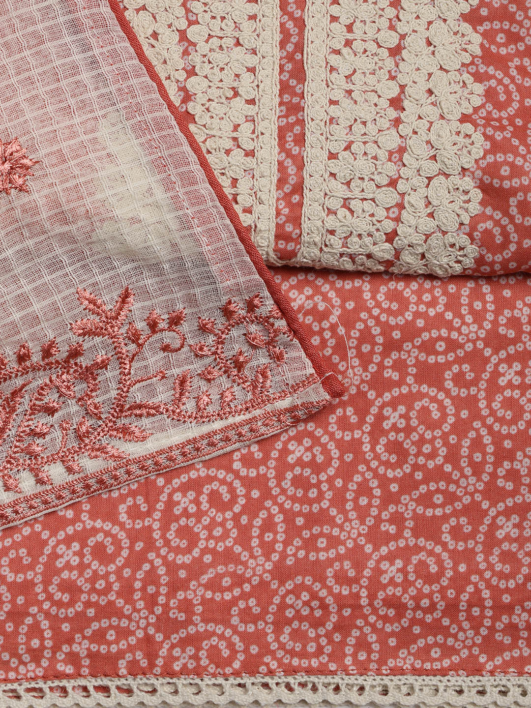 Embroidered Cotton Blend Unstitched Suit Piece With Dupatta