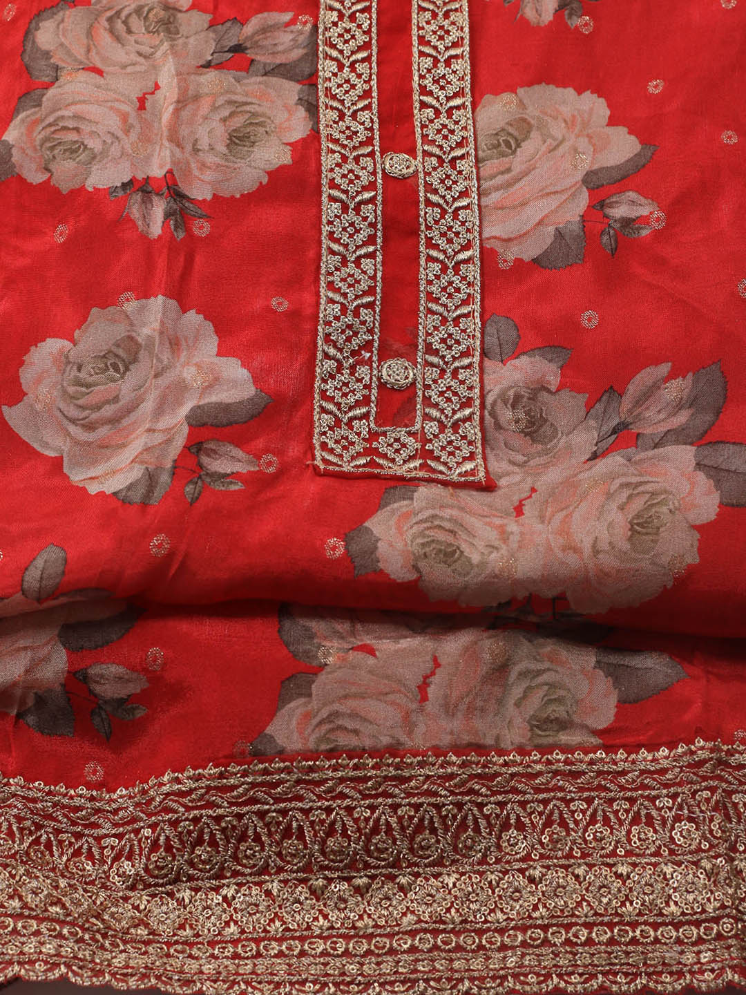 Printed Crepe Unstitched Suit With Dupatta