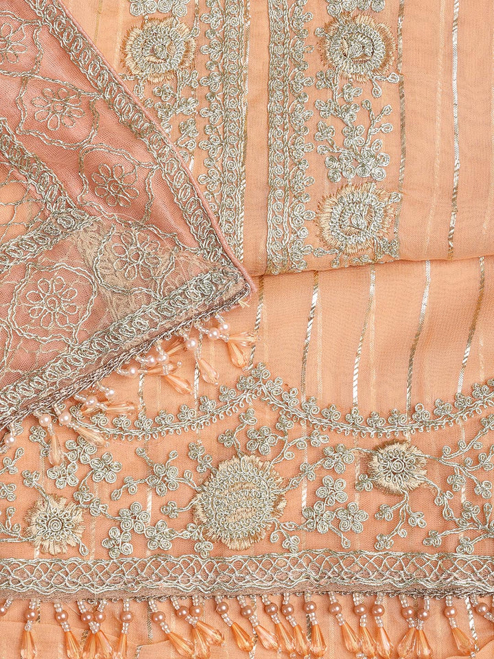 Embroidered Georgette Unstitched Suit Piece With Dupatta