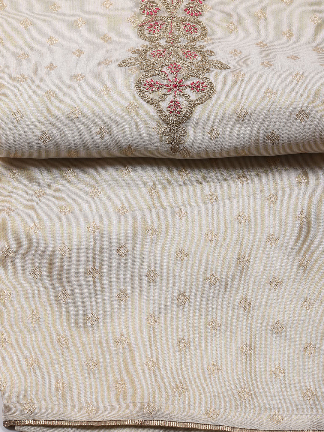 Neck Embroidered Tissue Unstitched Suit Piece With Dupatta